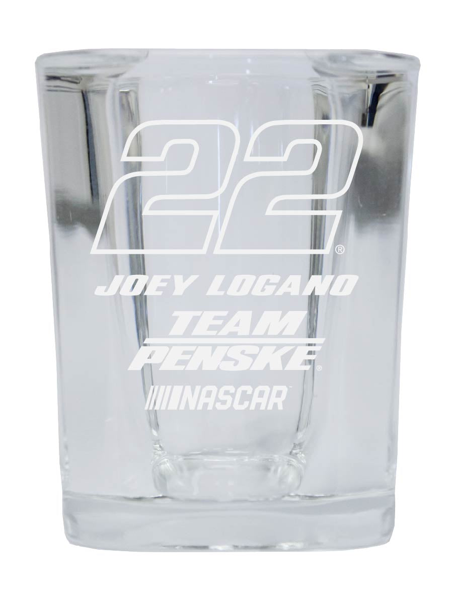Joey Logano NASCAR #22 Etched Square Shot Glass