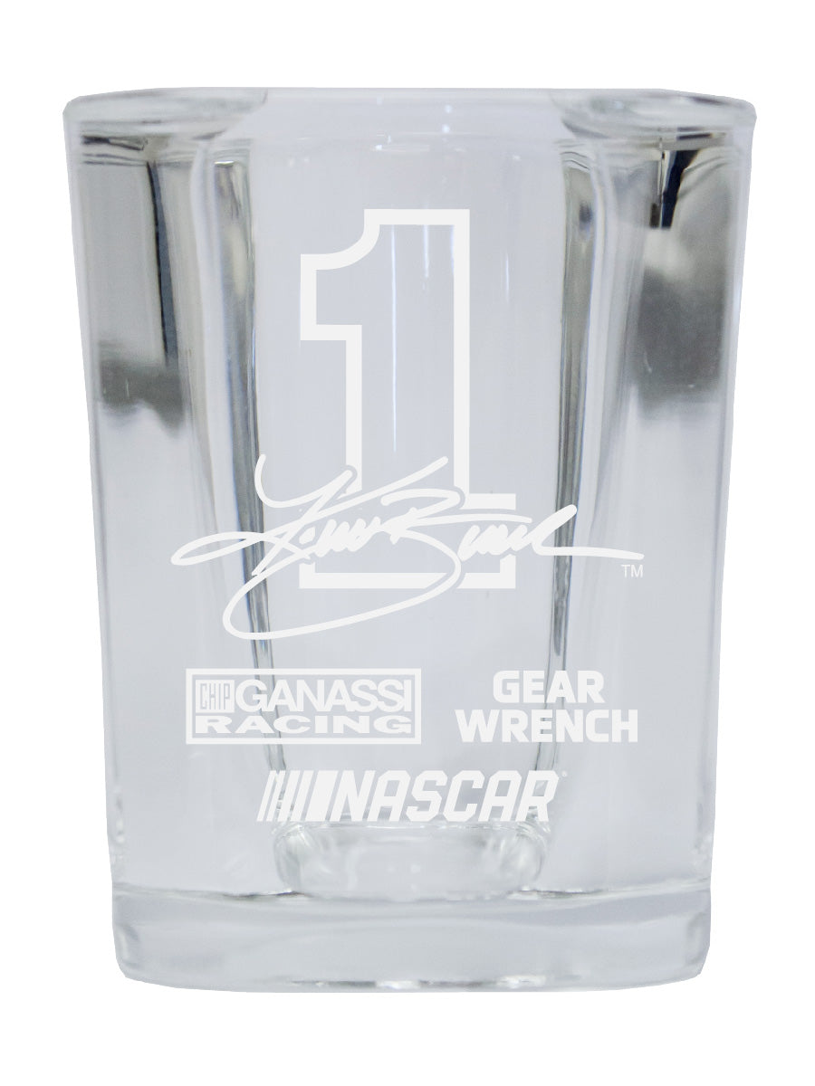 R and R Imports Kurt Busch NASCAR #1 Etched Square Shot Glass 4-Pack