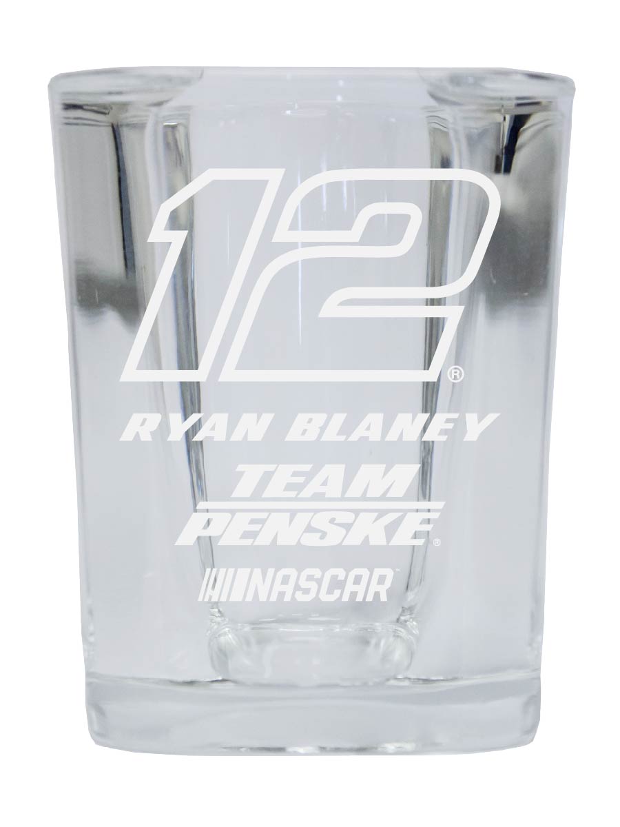 R and R Imports Ryan Blaney NASCAR #12 Etched Square Shot Glass 4-Pack
