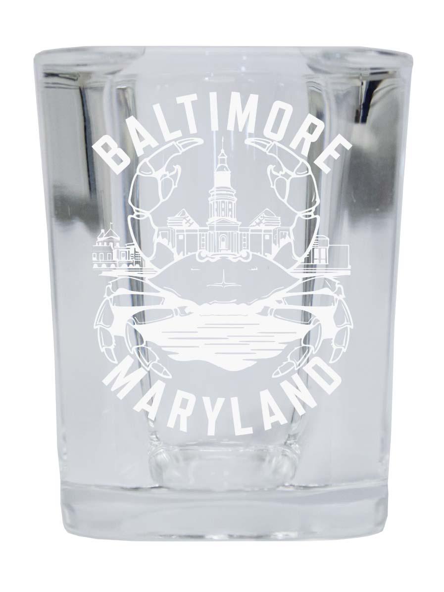 Baltimore Maryland A Souvenir 2.5 Ounce Engraved Shot Glass Square