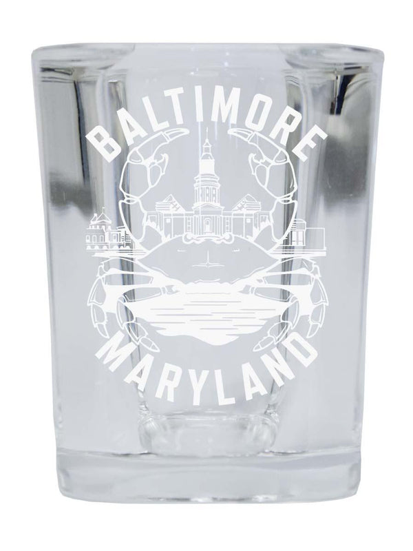 Baltimore Maryland A Souvenir 2.5 Ounce Engraved Shot Glass Square