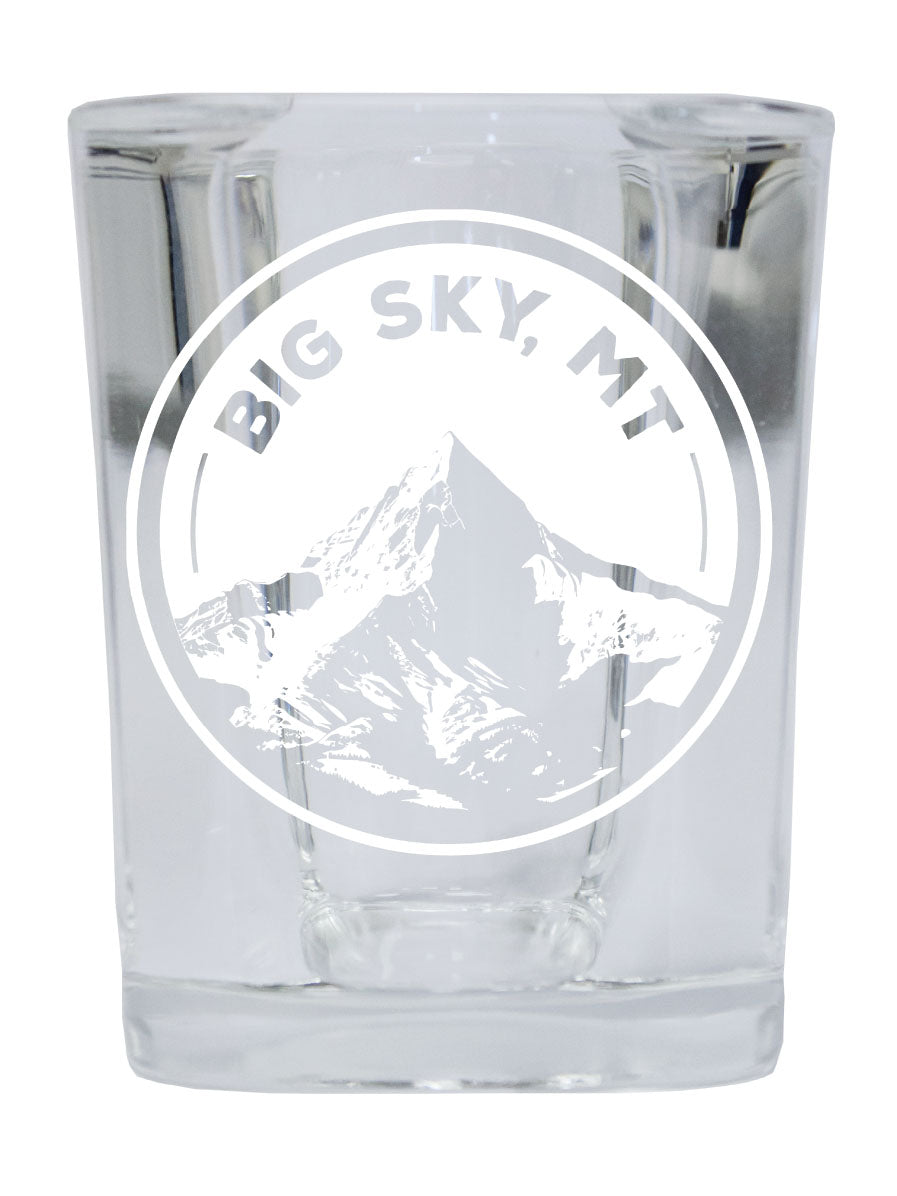 Big Sky Montana Souvenir 2.5 Ounce Engraved Shot Glass Square