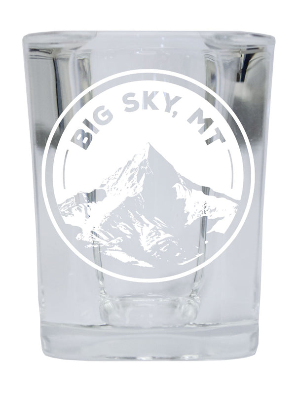 Big Sky Montana Souvenir 2.5 Ounce Engraved Shot Glass Square