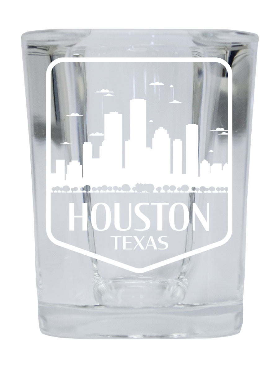 Houston Texas Souvenir 2.5 Ounce Engraved Shot Glass Square