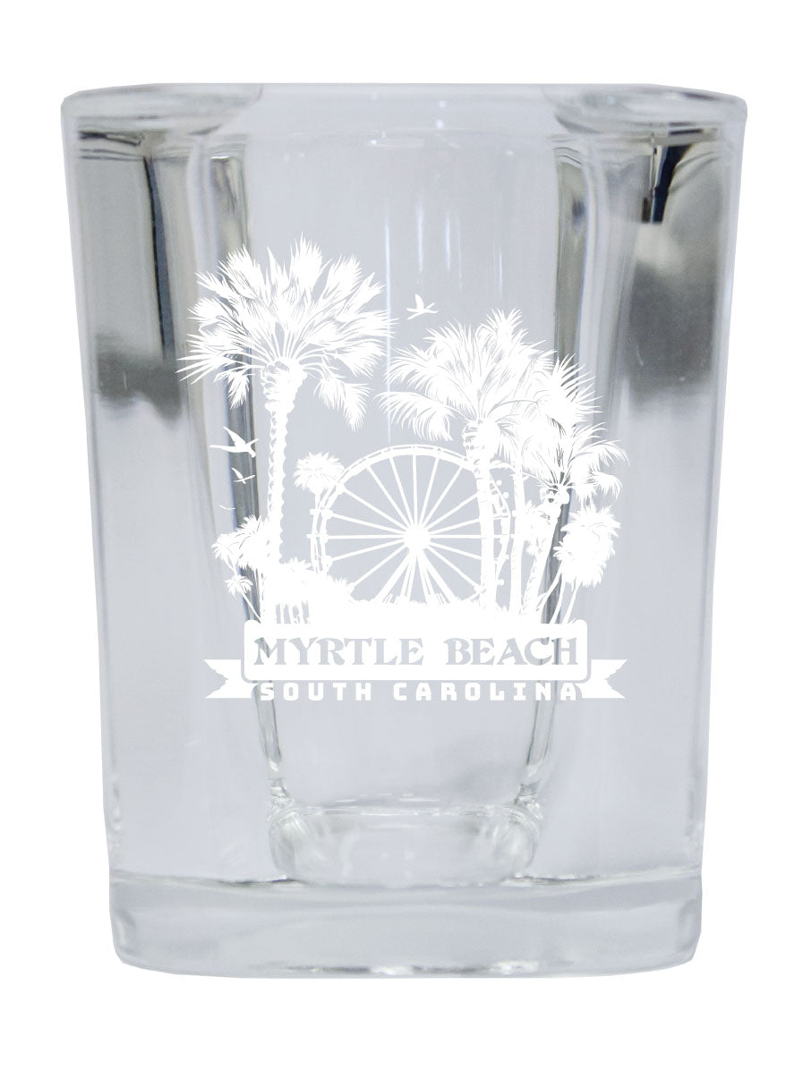 Myrtle Beach South Carolina Laser Etched Souvenir 2.5 Ounce Shot Glass Square
