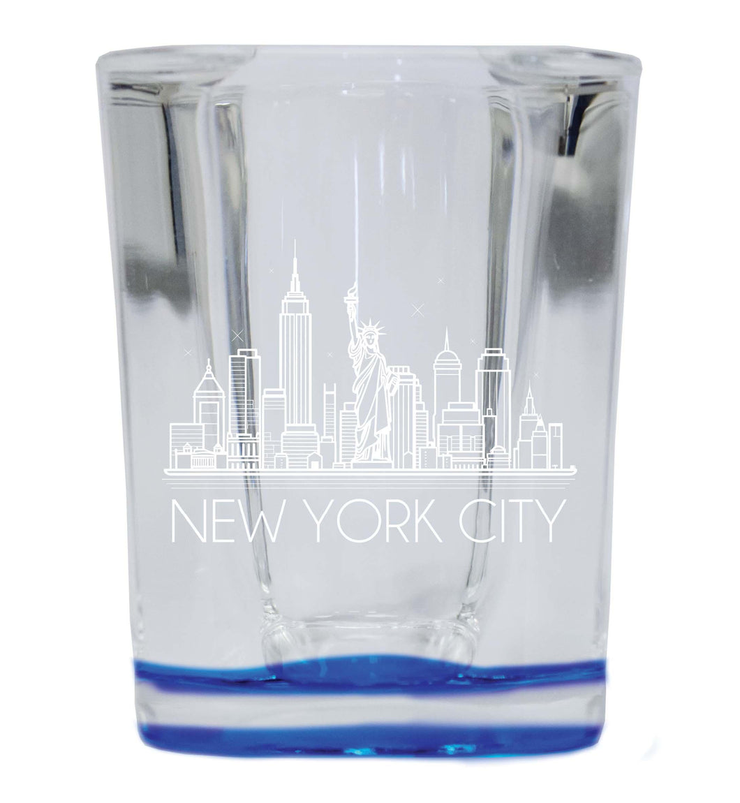 New York City Souvenir 2.5 Ounce Engraved Shot Glass Square  Base