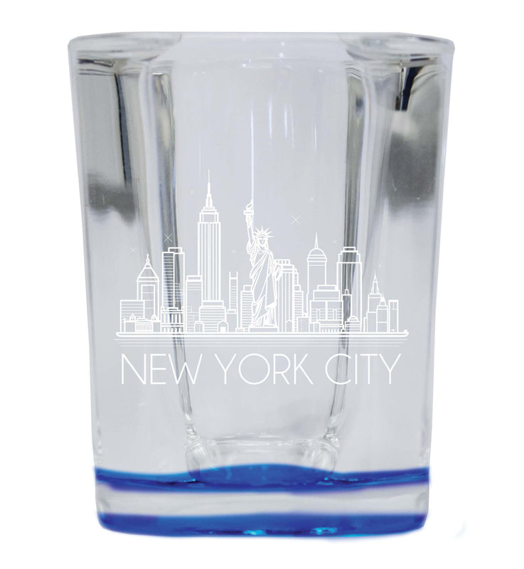 New York City Souvenir 2.5 Ounce Engraved Shot Glass Square  Base