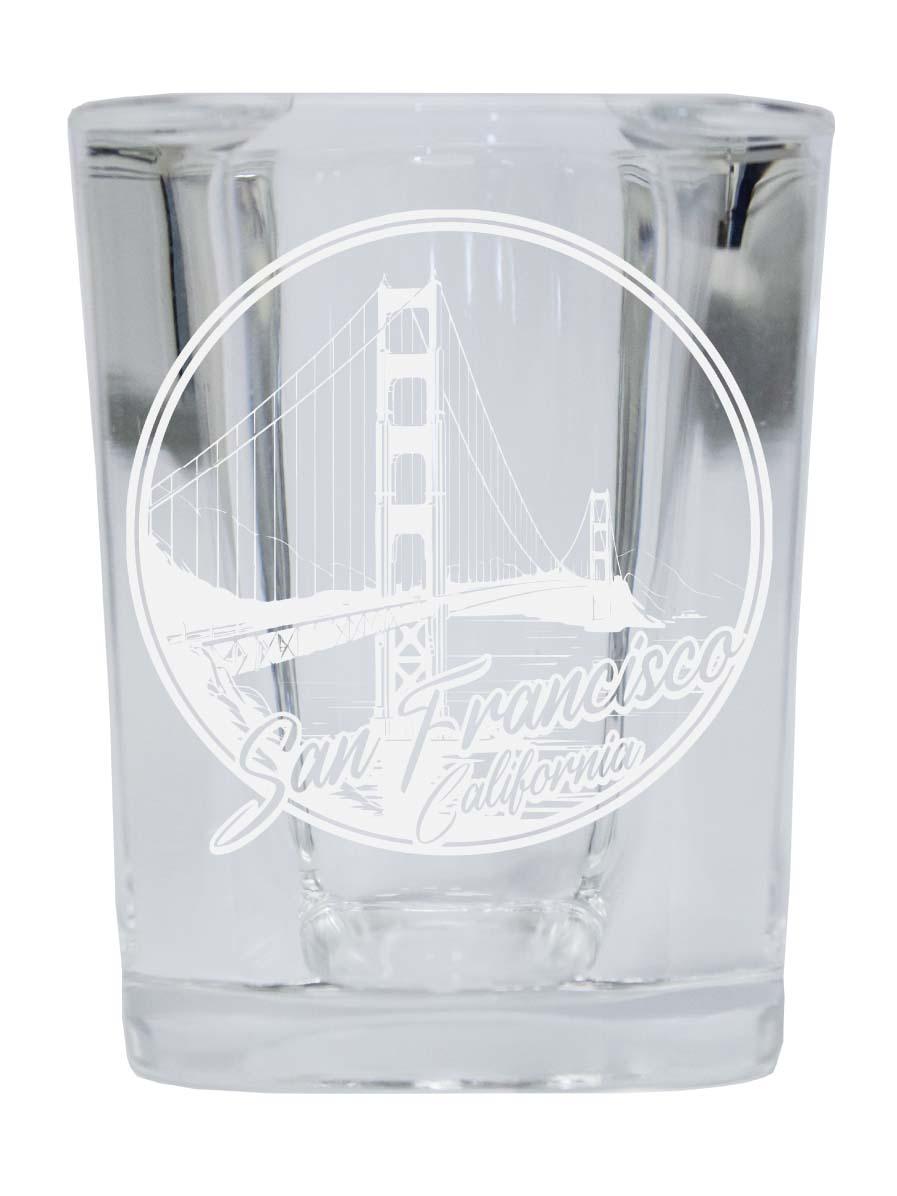 San Francisco California Souvenir 2.5 Ounce Engraved Shot Glass Square  Base