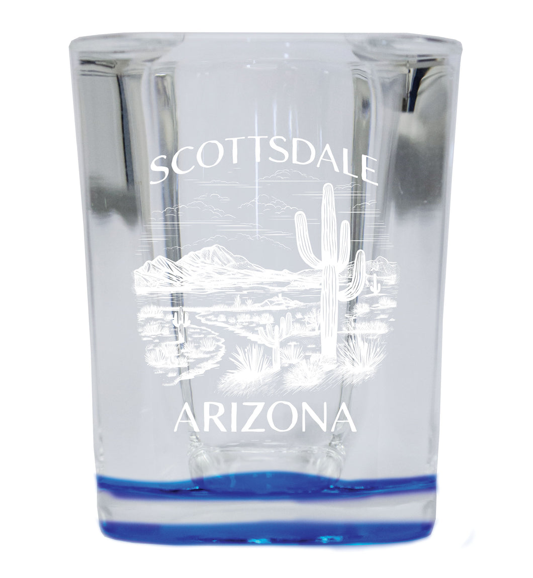 Scottsdale Arizona Souvenir 2.5 Ounce Engraved Shot Glass Square
