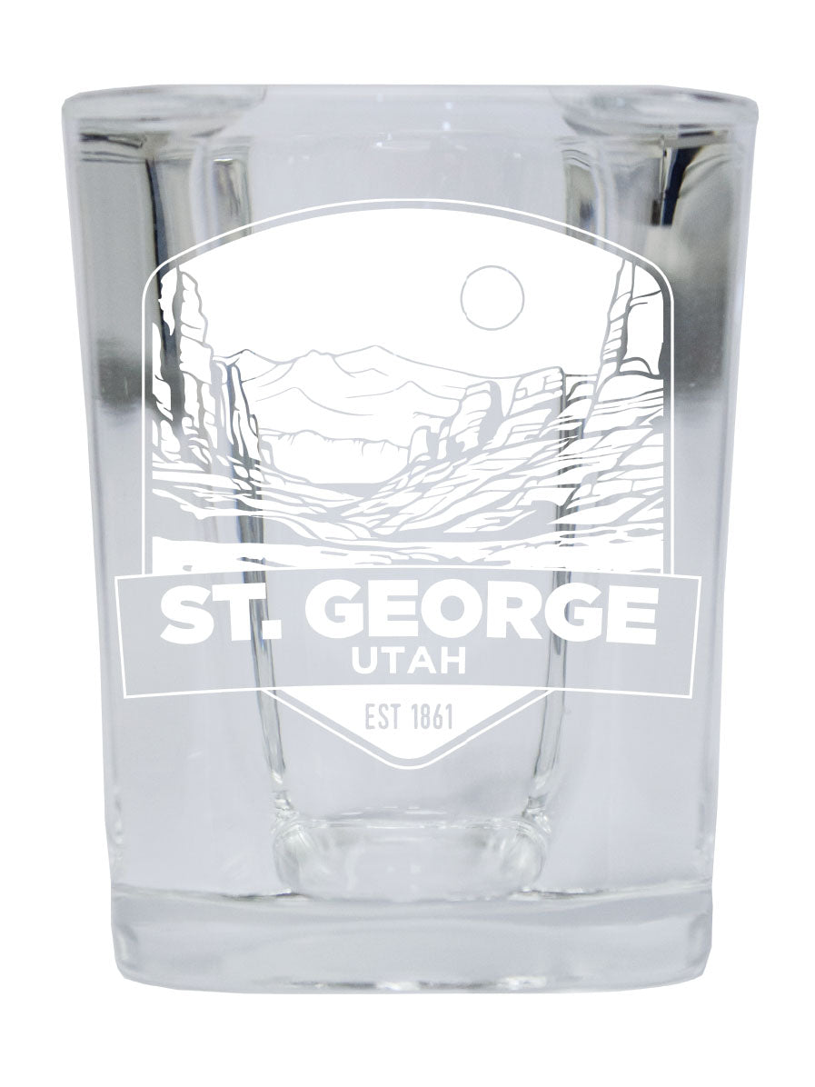 St. George Utah Souvenir 2.5 Ounce Engraved Shot Glass Square