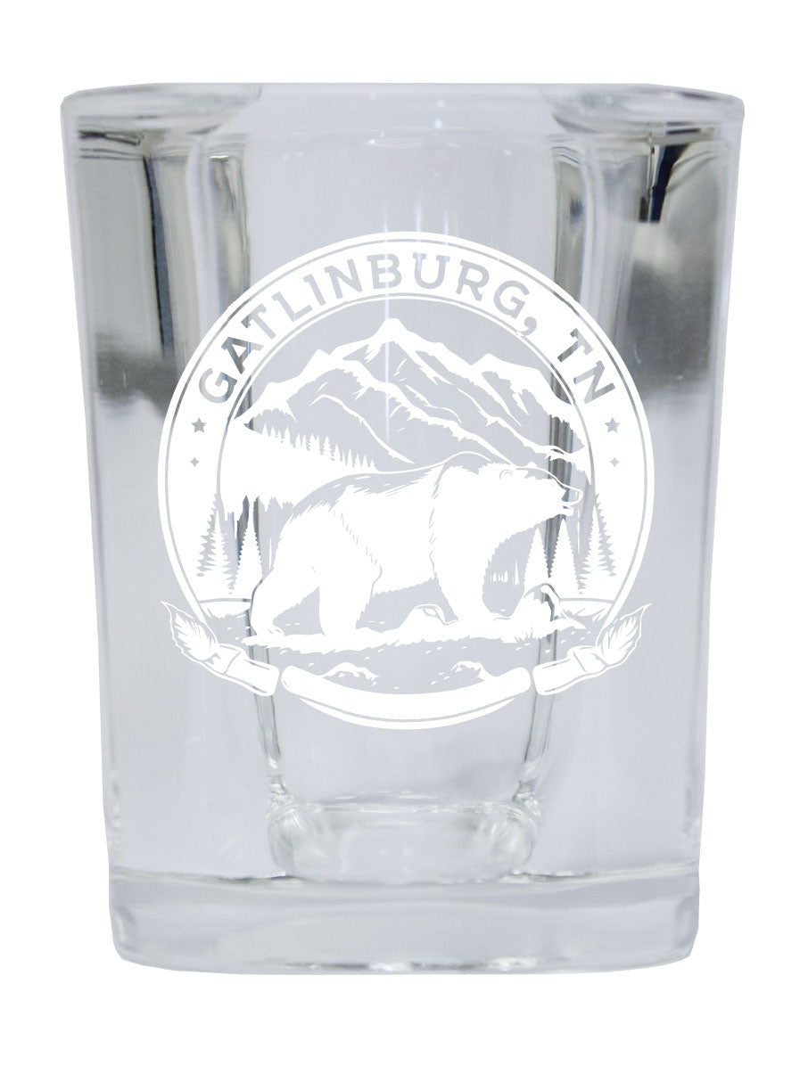 Gatlinburg Tennessee Laser Etched Souvenir 2.5 Ounce Shot Glass Square