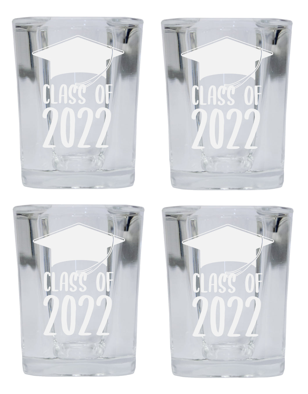 Class of 2022 Grad Graduation Gift 2 Ounce etched Square Shot Glass