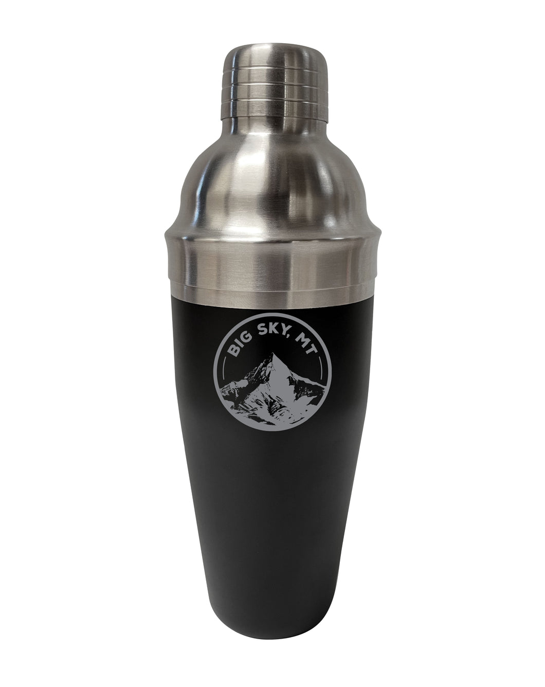 Big Sky Montana Souvenir 24 oz Engraved Stainless Steel Cocktail Shaker Black