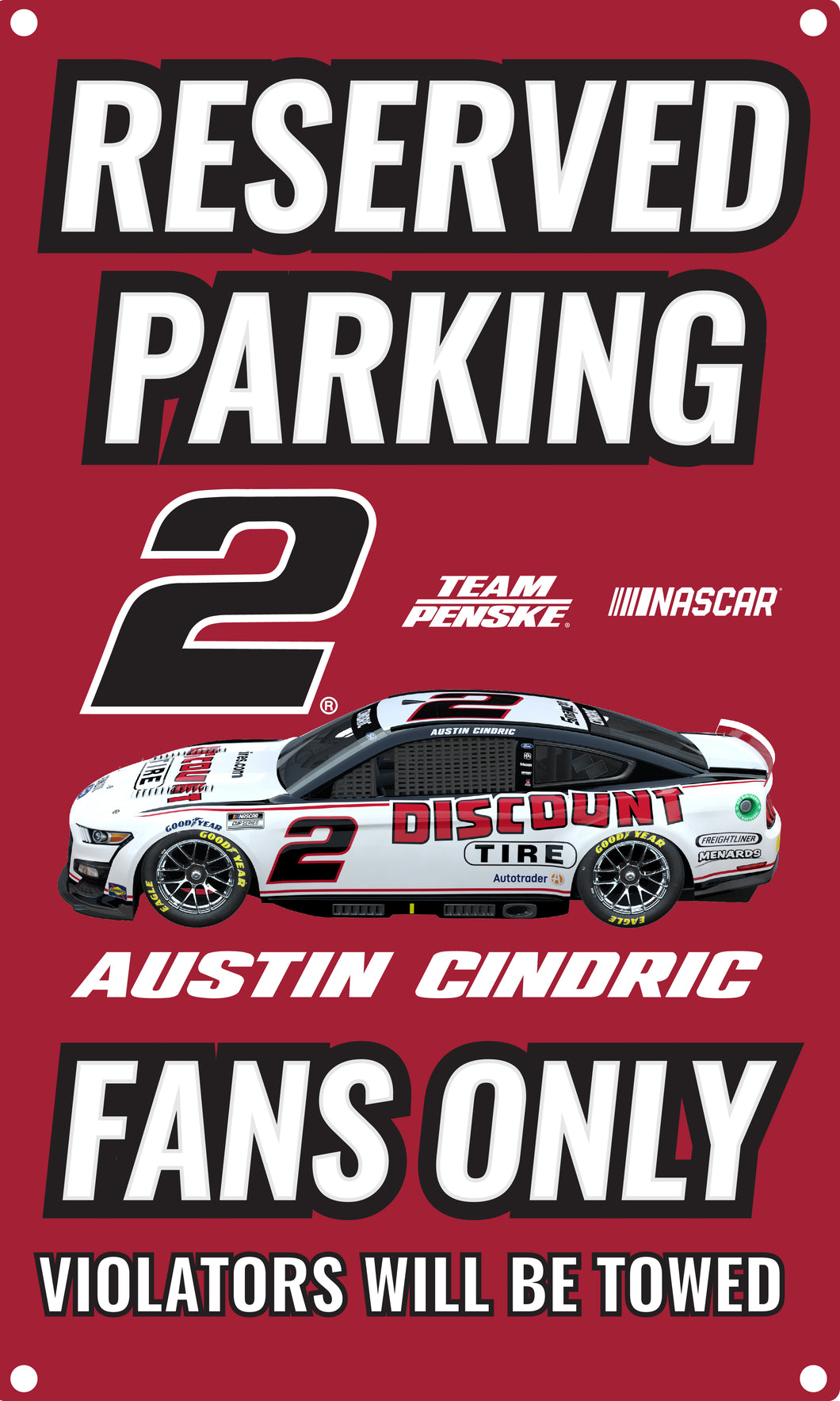 R and R Imports Nascar #2 Austin Cindric No Parking Metal Sign New For 2022