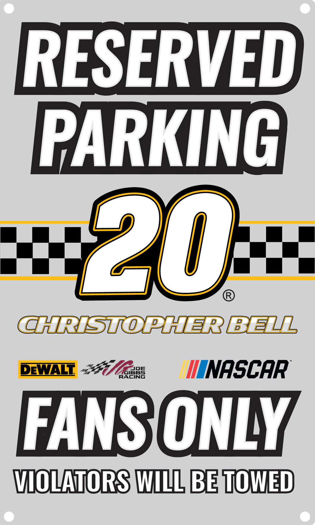 R and R Imports Christopher Bell #20 No Parking Metal Sign