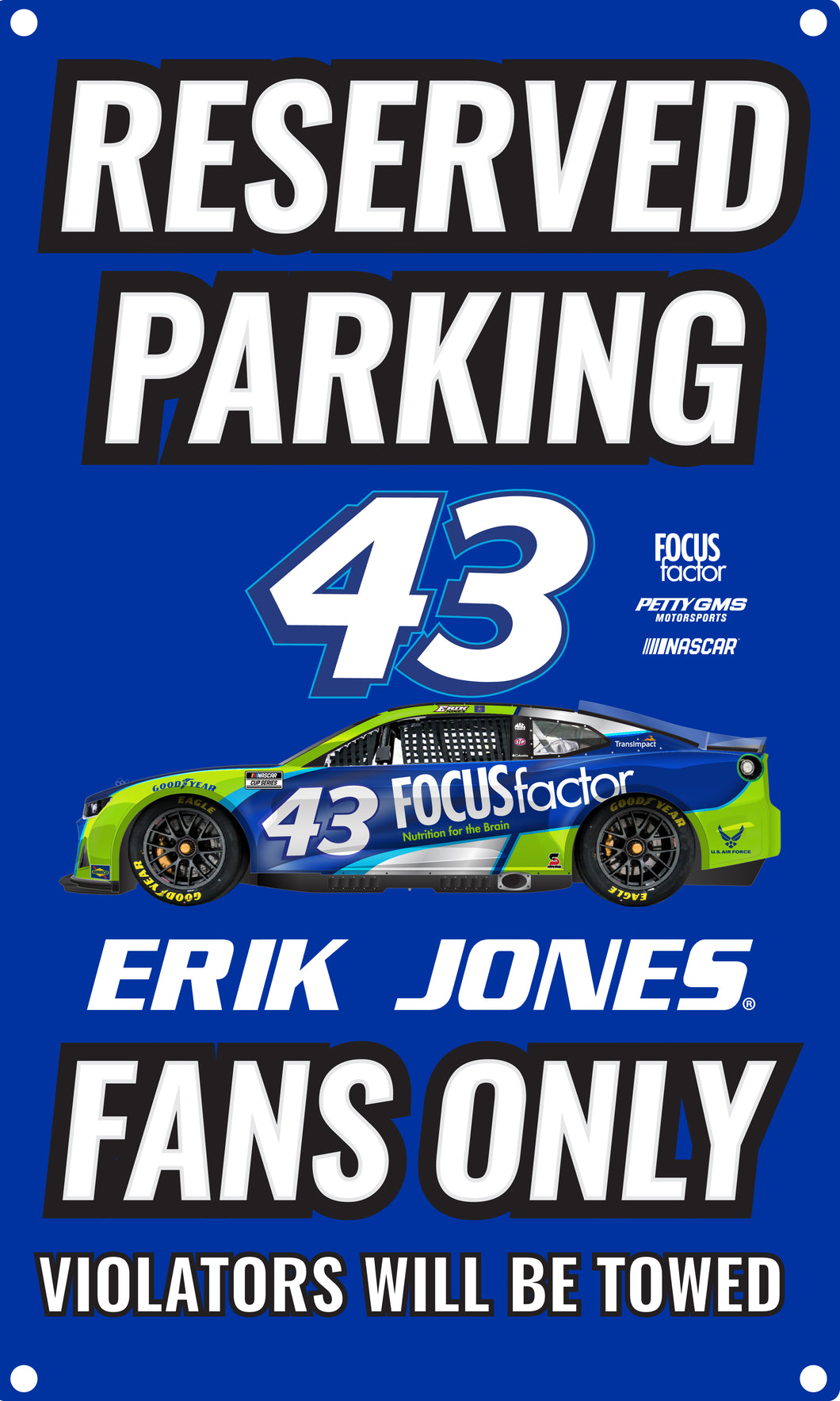 R and R Imports Nascar #43 Erik Jones No Parking Metal Sign New For 2022