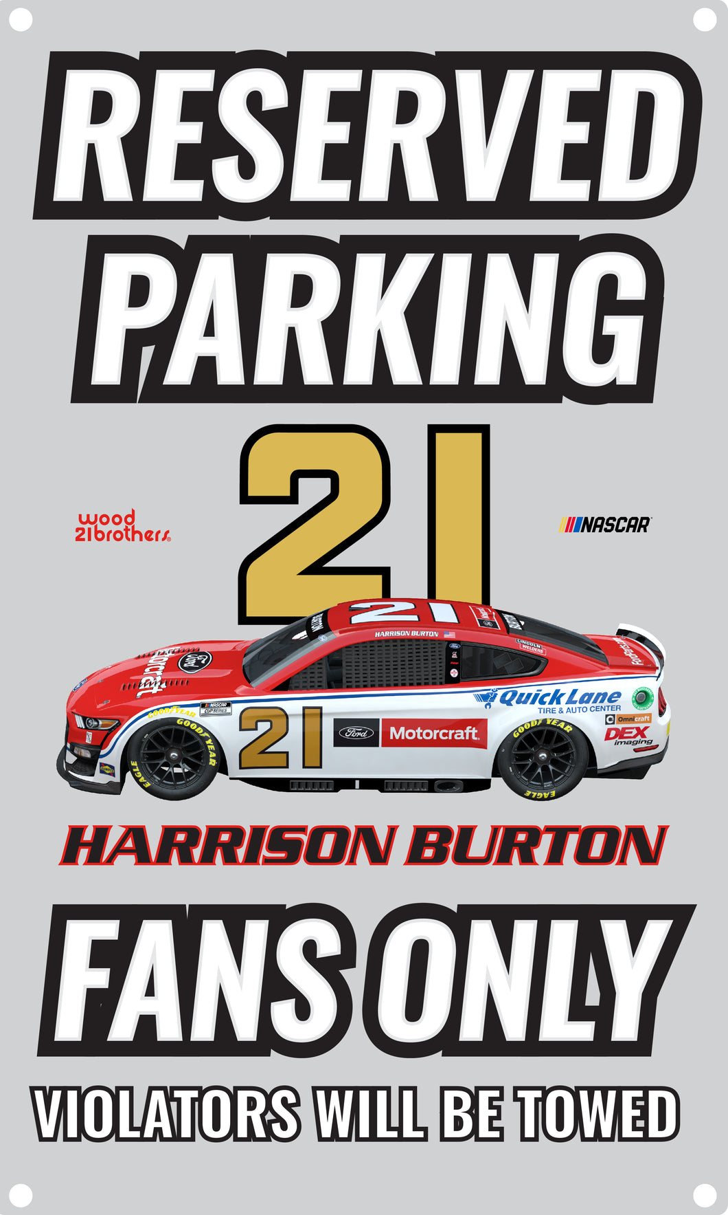 R and R Imports Nascar #21 Harrison Burton No Parking Metal Sign New For 2022