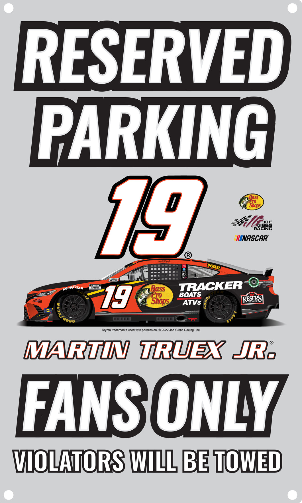 R and R Imports Nascar #19 Martin Truex Jr. No Parking Metal Sign New For 2022