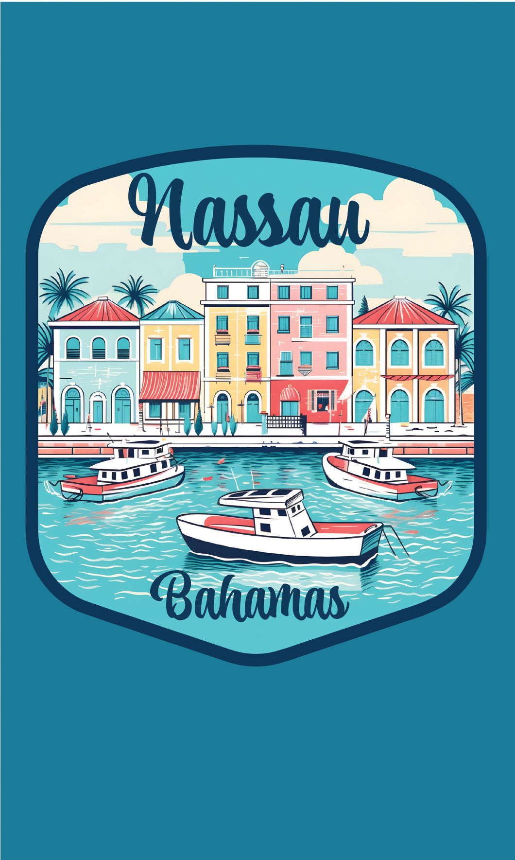 Nassau  the Bahamas Design C Souvenir Metal Sign 9 x 15