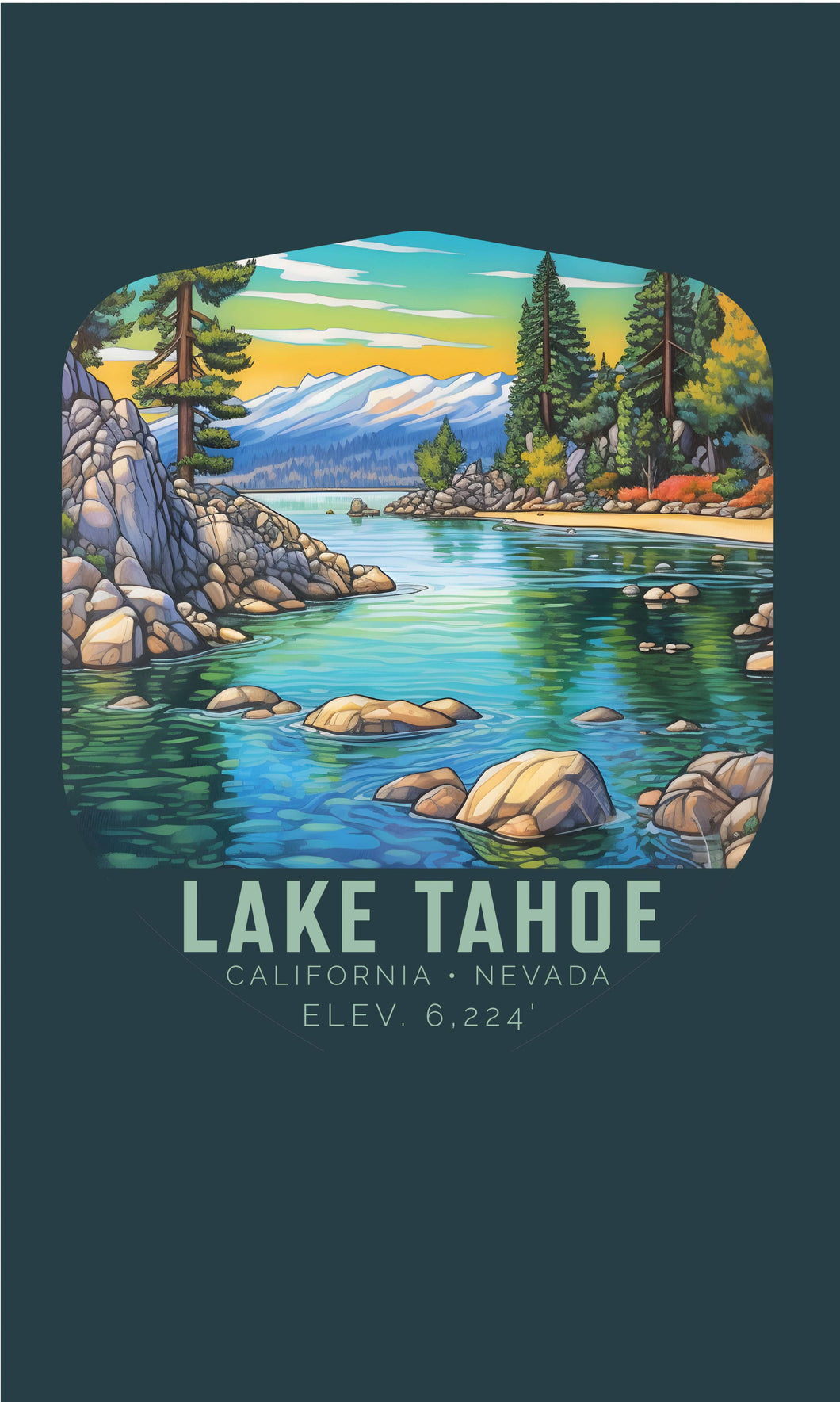 Lake Tahoe California Design B Souvenir Metal Sign 9 x 15