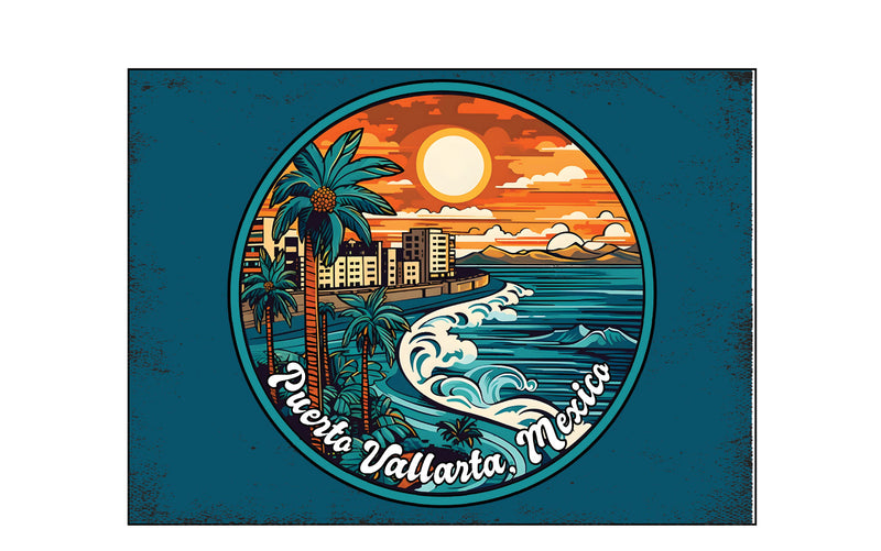 Puerto Vallarta Mexico Design B Souvenir Wood sign with frame 5x7