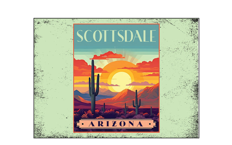 Scottsdale Arizona Design C Souvenir Wood sign with frame 5x7