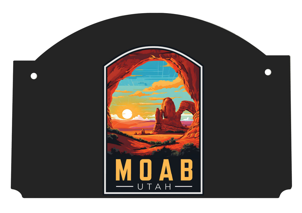 Moab Utah Design C Souvenir Wood sign flat with string