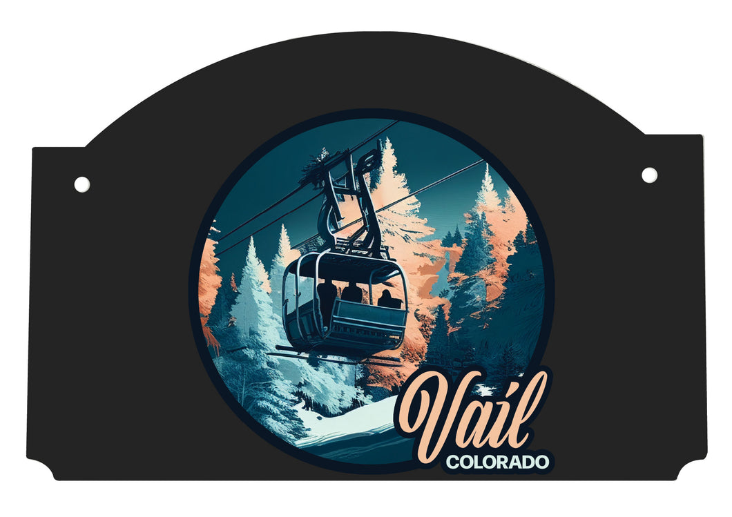 Vail Colorado Design C Souvenir Wood sign flat with string