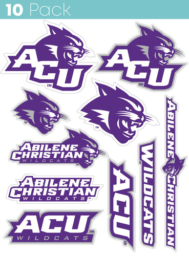 Abilene Christian University 10-Pack, 4 inches in size on one of its sides NCAA Durable School Spirit Vinyl Decal Sticker