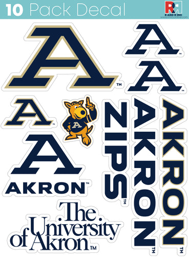 Akron Zips 10-Pack, 4 inches in size on one of its sides NCAA Durable School Spirit Vinyl Decal Sticker