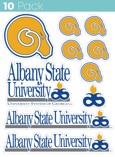 Albany State University 10-Pack, 4 inches in size on one of its sides NCAA Durable School Spirit Vinyl Decal Sticker