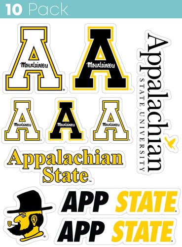 Appalachian State 10-Pack, 4 inches in size on one of its sides NCAA Durable School Spirit Vinyl Decal Sticker