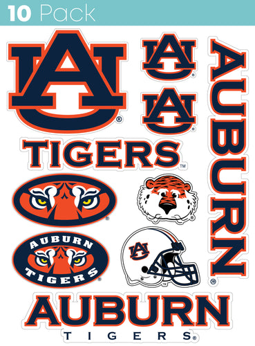 Auburn Tigers 10-Pack, 4 inches in size on one of its sides NCAA Durable School Spirit Vinyl Decal Sticker