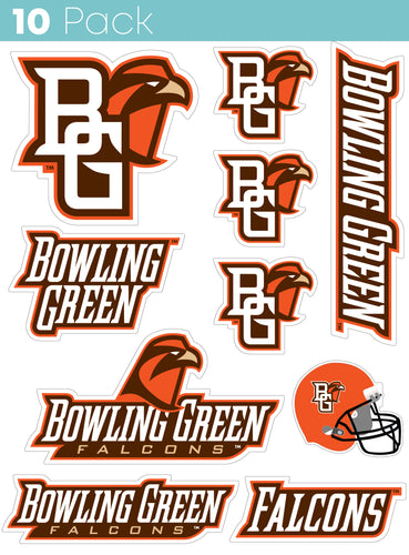 Bowling Green Falcons 10-Pack, 4 inches in size on one of its sides NCAA Durable School Spirit Vinyl Decal Sticker