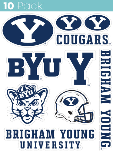 Brigham Young Cougars 10-Pack, 4 inches in size on one of its sides NCAA Durable School Spirit Vinyl Decal Sticker