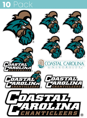 Coastal Carolina University 10-Pack, 4 inches in size on one of its sides NCAA Durable School Spirit Vinyl Decal Sticker