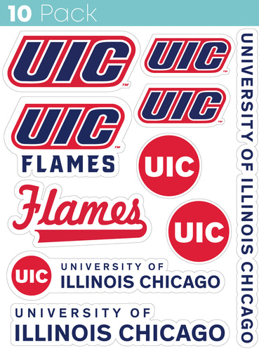 University of Illinois at Chicago 10-Pack, 4 inches in size on one of its sides NCAA Durable School Spirit Vinyl Decal Sticker