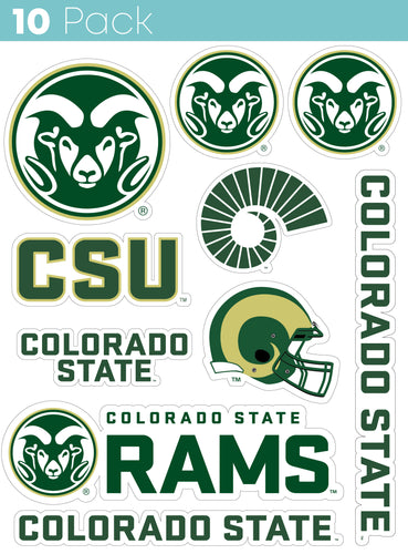 Colorado State Rams 10-Pack, 4 inches in size on one of its sides NCAA Durable School Spirit Vinyl Decal Sticker