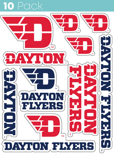 Dayton Flyers 10-Pack, 4 inches in size on one of its sides NCAA Durable School Spirit Vinyl Decal Sticker