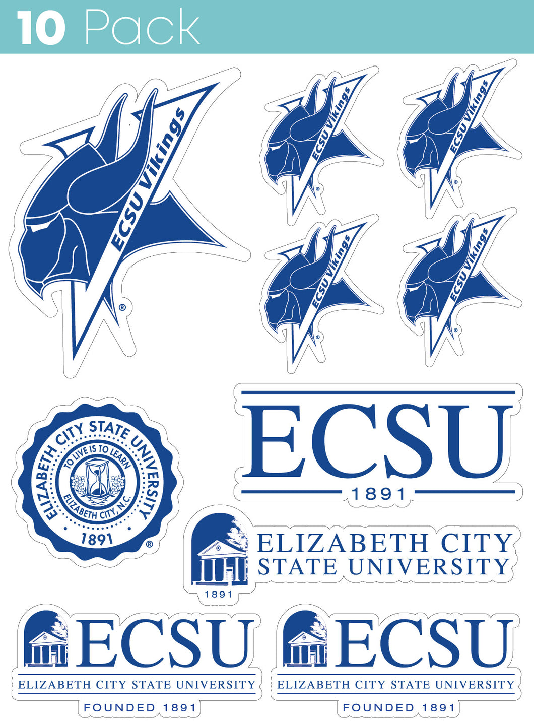 Elizabeth City State University 10-Pack, 4 inches in size on one of its sides NCAA Durable School Spirit Vinyl Decal Sticker