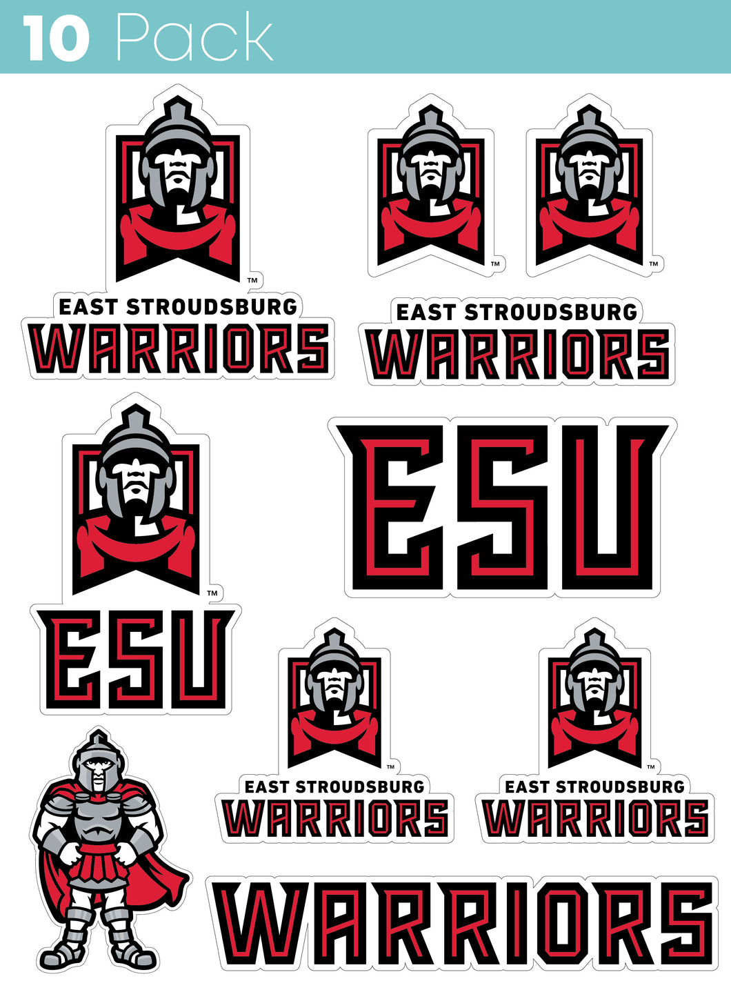 East Stroudsburg University 10-Pack, 4 inches in size on one of its sides NCAA Durable School Spirit Vinyl Decal Sticker