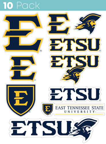 East Tennessee State University 10-Pack, 4 inches in size on one of its sides NCAA Durable School Spirit Vinyl Decal Sticker