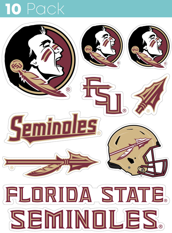 Florida State Seminoles 10-Pack, 4 inches in size on one of its sides NCAA Durable School Spirit Vinyl Decal Sticker