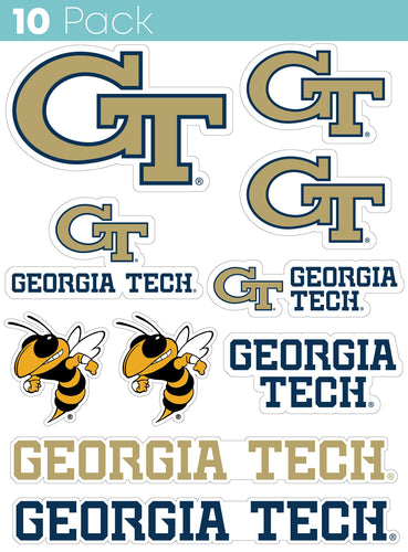 Georgia Tech Yellow Jackets 10-Pack, 4 inches in size on one of its sides NCAA Durable School Spirit Vinyl Decal Sticker