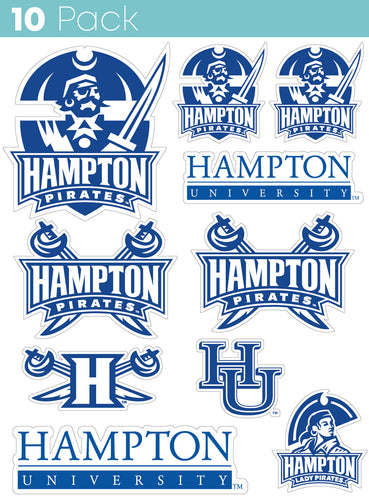 Hampton University 10-Pack, 4 inches in size on one of its sides NCAA Durable School Spirit Vinyl Decal Sticker