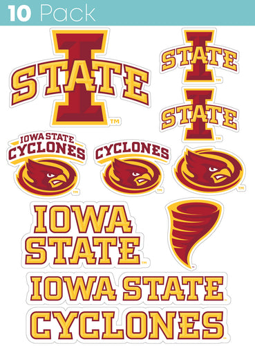 Iowa State Cyclones 10-Pack, 4 inches in size on one of its sides NCAA Durable School Spirit Vinyl Decal Sticker