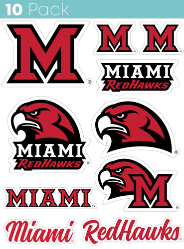 Miami University of Ohio 10-Pack, 4 inches in size on one of its sides NCAA Durable School Spirit Vinyl Decal Sticker