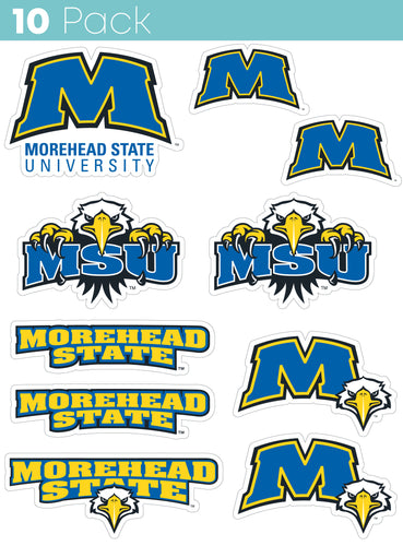 Morehead State University 10-Pack, 4 inches in size on one of its sides NCAA Durable School Spirit Vinyl Decal Sticker