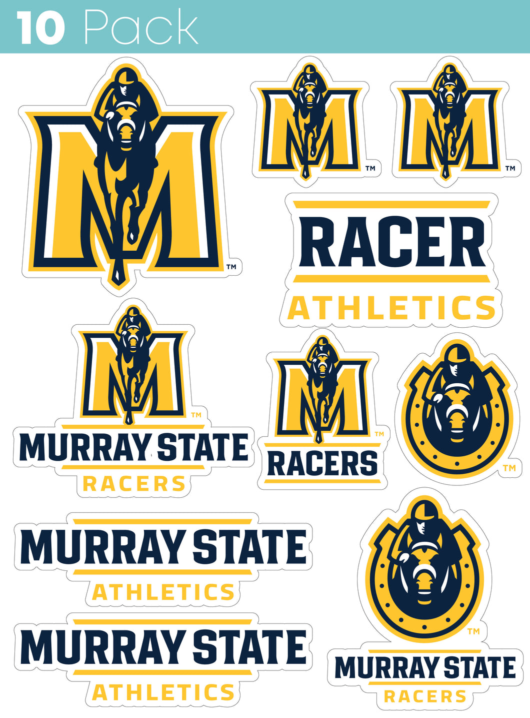 Murray State University 10-Pack, 4 inches in size on one of its sides NCAA Durable School Spirit Vinyl Decal Sticker
