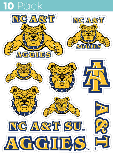 North Carolina A&T State Aggies 10-Pack, 4 inches in size on one of its sides NCAA Durable School Spirit Vinyl Decal Sticker